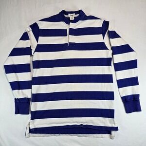 Vintage Gap Rugby Shirt Mens Small Blue White Striped Long Sleeve Cotton 90s